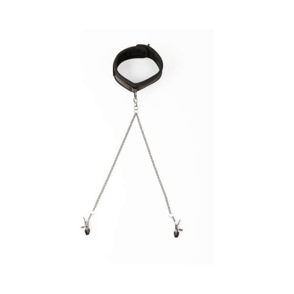 SEI MIO Twin Tweaks Velvet Collar with Nipple Clamps