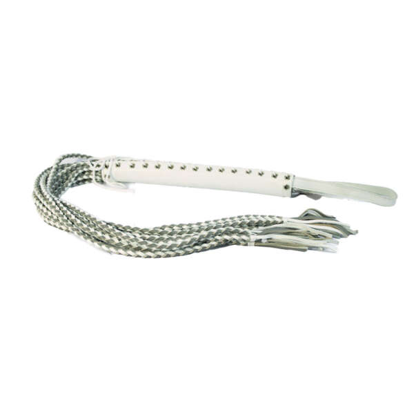 Leather Corset Flogger - White/Grey
