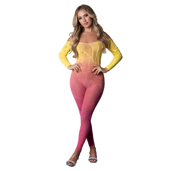 MS Seamless LS Bodystocking OmbSunset OS