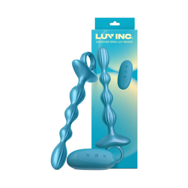 Luv Inc Gr41: Grooved Ring Luv Beads Blu