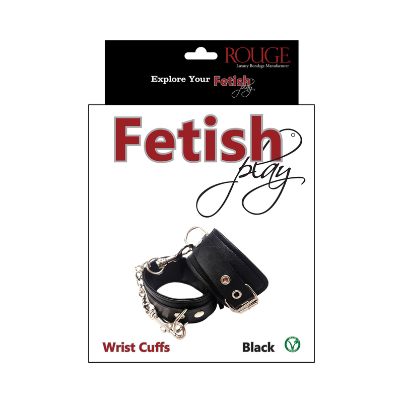 Rouge Fetish Play Vegan Wrist Cuffs Blac