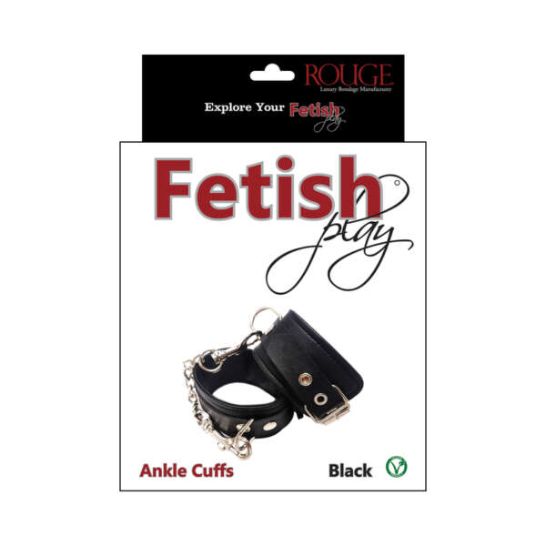 Rouge Fetish Play Vegan Ankle Cuffs Blac