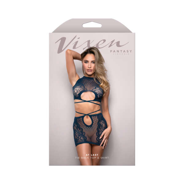 FL Vixen AtLast FloralTieTopSkirt Nvy OS