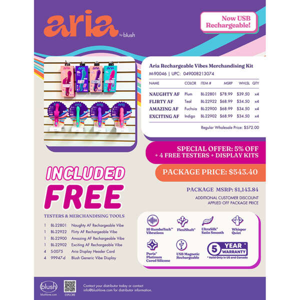 Aria Rechargeable Vibes Merch Kit