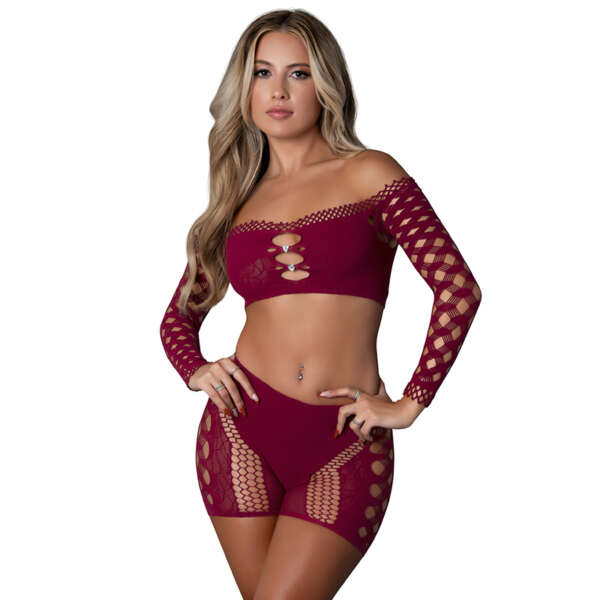 MS Seamless Crop & Short Burgundy OS