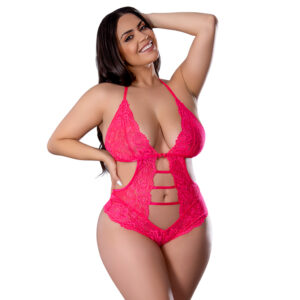 MS Get It Girl Halter Teddy Snap Pink Q