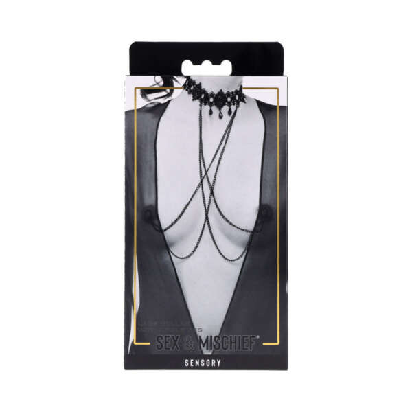 SS S&M Lace Collar with Nipple Ties