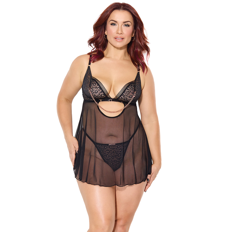 Coquette Pleasure Babydoll&GString Blk Q