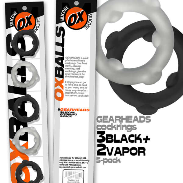 Oxballs Gearheads 5pk SpinnerRing Bk/Vap