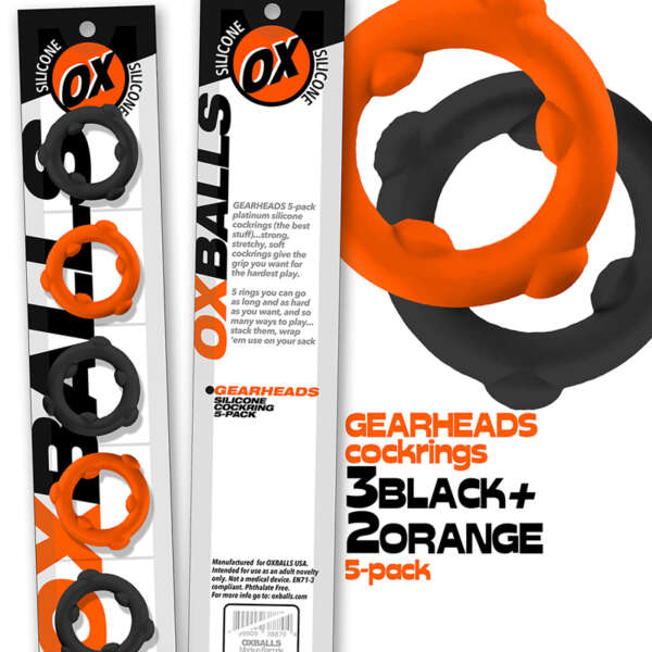 Oxballs Gearheads 5pk SpinnerRing Org/Bk