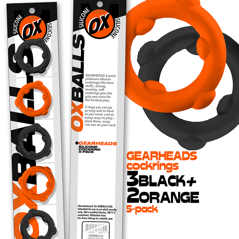 Oxballs Gearheads 5pk SpinnerRing Org/Bk