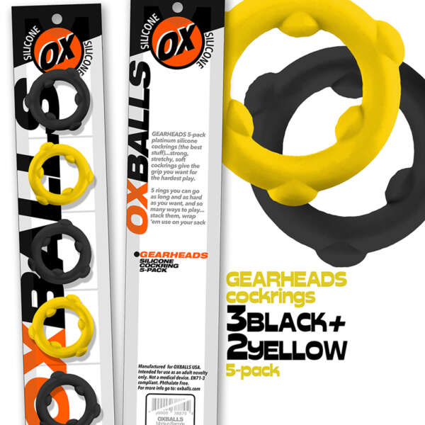Oxballs Gearheads 5pk SpinnerRing Yel/Bk