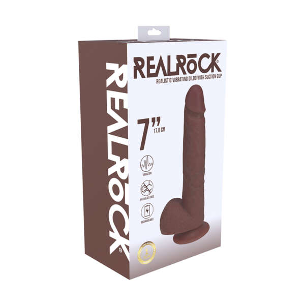 RealRock 7in Vibr w/Ball Straight Brn