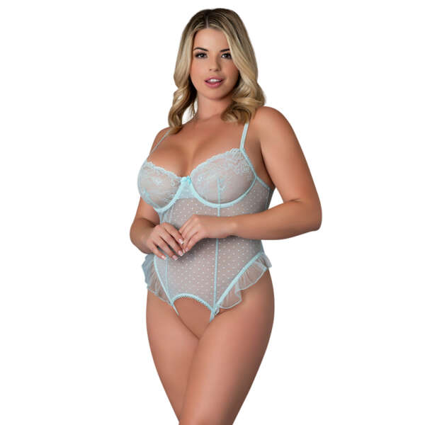 MS Sky Ruffled Crotchless Playsuit Q