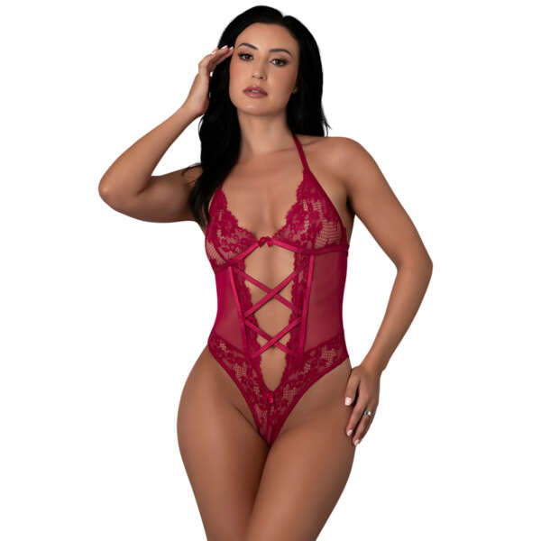 MS Black Cherry Halter Teddy Cherry S/M