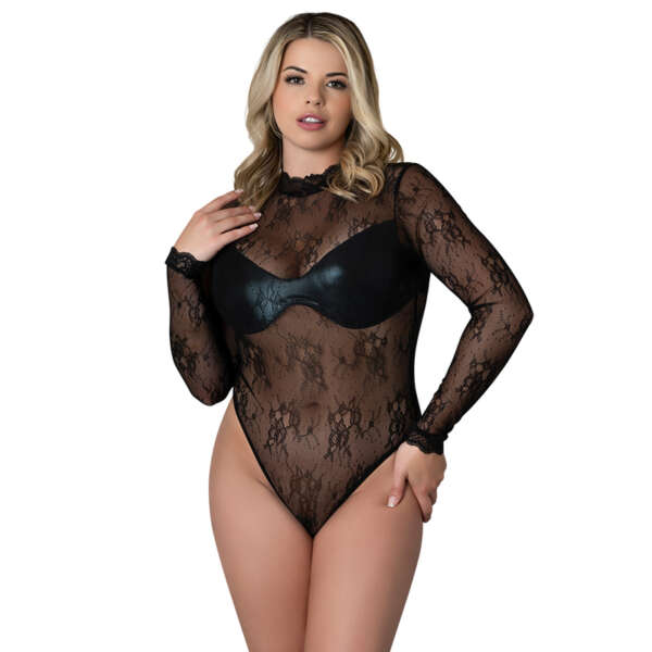 MS Euro Lux Long Sleeve Playsuit Black Q