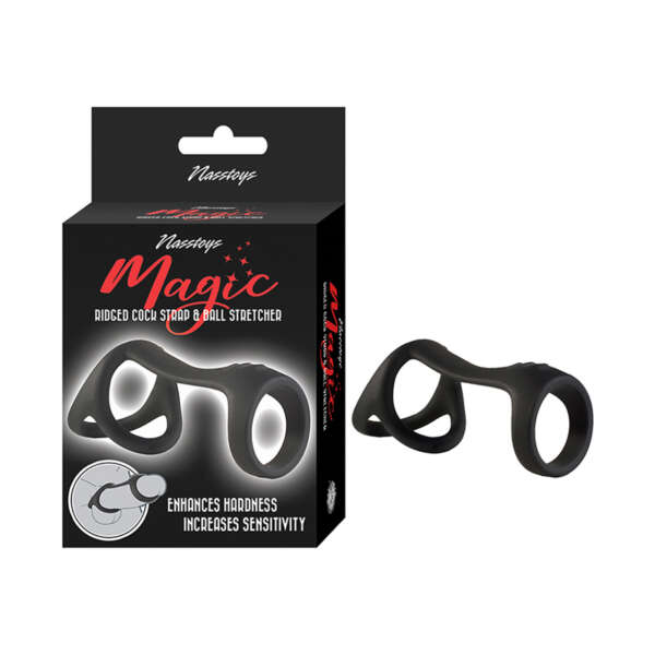 Magic Ridged Cock Strap&Ball Stretche Bk