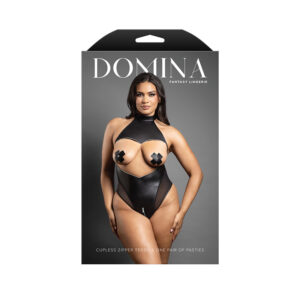 FL Domina Cupless Teddy w/Pasties Blk Q
