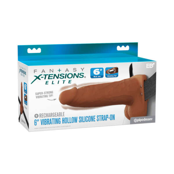FX Elite Vib Hollow Sili Strap-On 6in Br