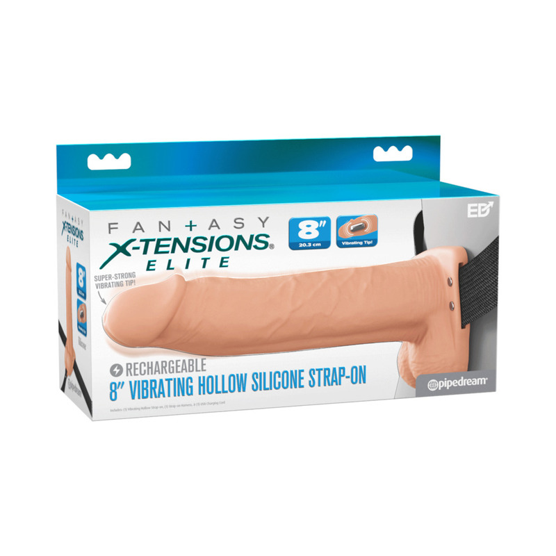 FX Elite Vib Hollow Sili Strap-On 8in Li