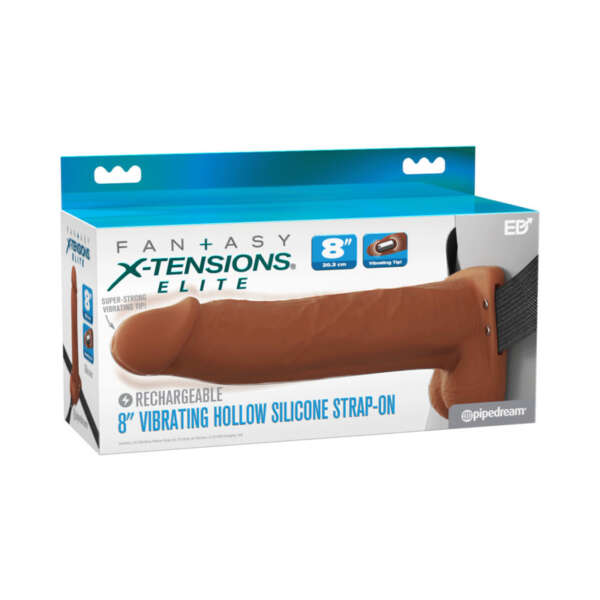 FX Elite Vib Hollow Sili Strap-On 8in Br