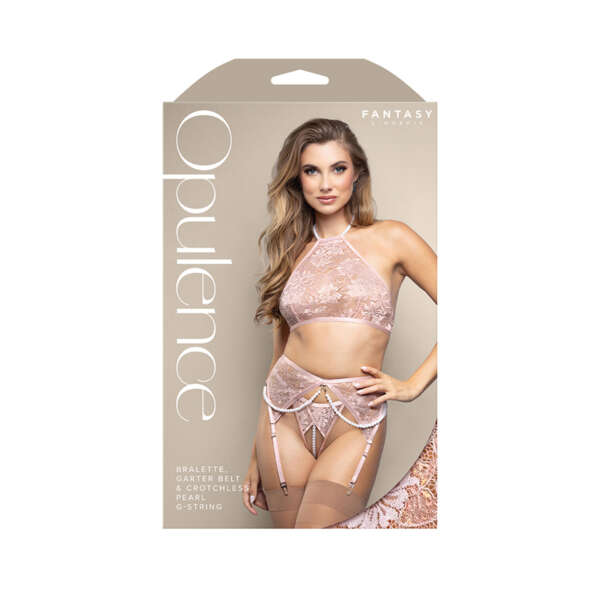 FL Opulence HaltBralGarter&CLPearlG LXL