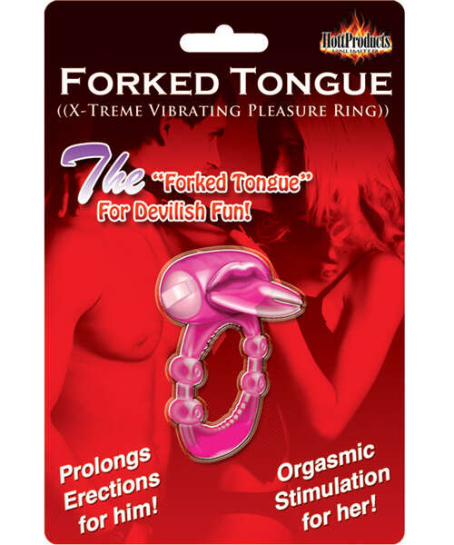 Forked Tongue X-treme Vibrating Pleasure Ring - Magenta