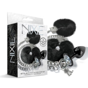 NIXIE Metal Plug & Furry cuff Set M Blk