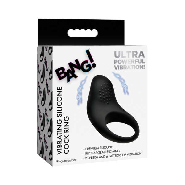 BANG! Vibrating Silicone Cock Ring Black