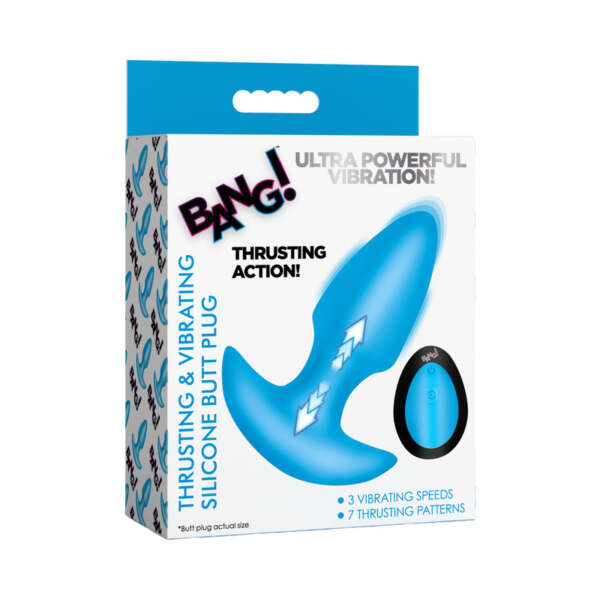 BANG! Thrusting & Vibrating Sil Plug Blu