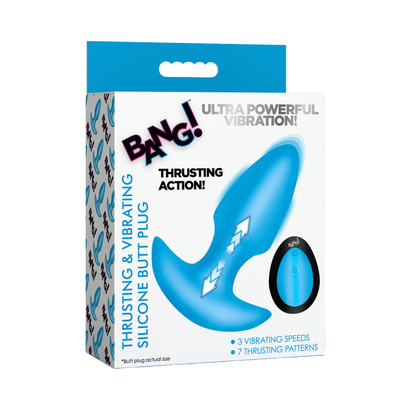 BANG! Thrusting & Vibrating Sil Plug Blu