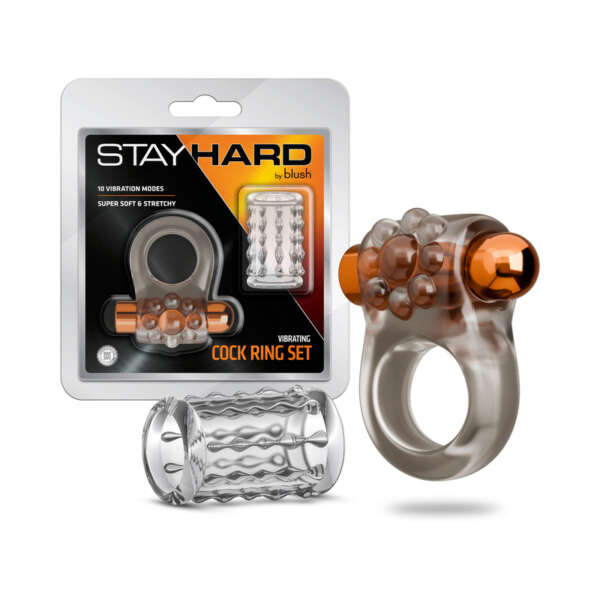 Stay Hard Vibrating Cock Ring Set Sleeve