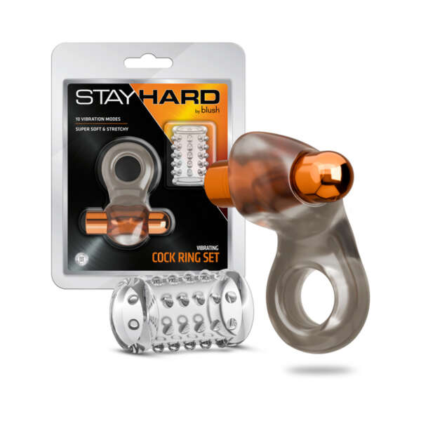 Stay Hard Vibrating Cock Ring Set Sleeve