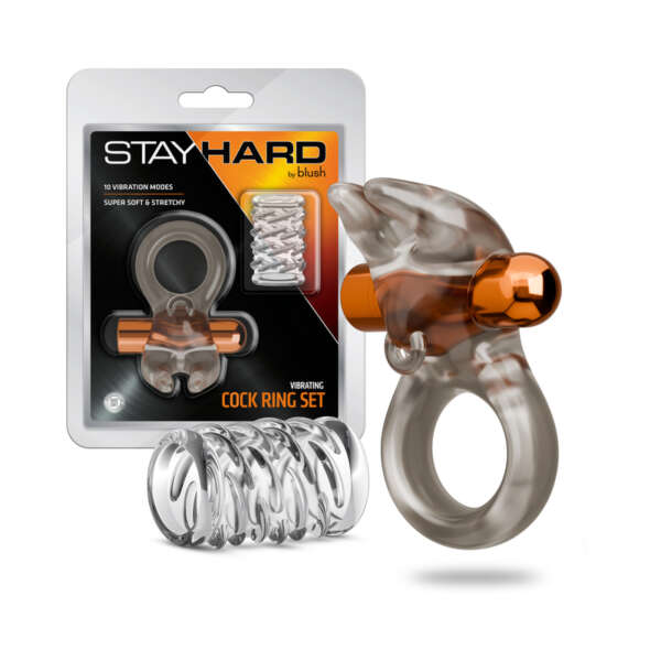 Stay Hard Vibrating Cock Ring Set Sleeve