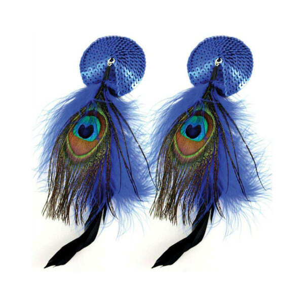 Bijoux de Nip Blue Round Pasties Feather