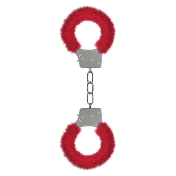 Shots Ouch! Beginner's Furry Handcuffs - Red