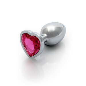 Shots Ouch! Heart Gem Butt Plug Small - Silver/Rubellite Pink