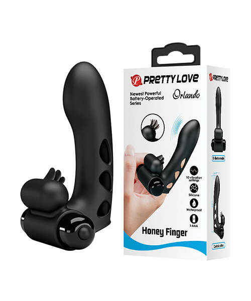 Pretty Love Orlando Honey Finger Sleeve Vibrator - Black
