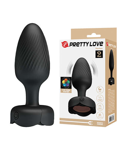 Pretty Love Varian Large Butt Plug w/Multi Color Bottom Light - Black