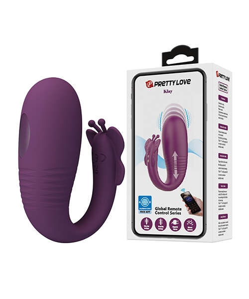 Pretty Love Klay App-Enabled Thrusting Hands-Free Vibrator - Purple