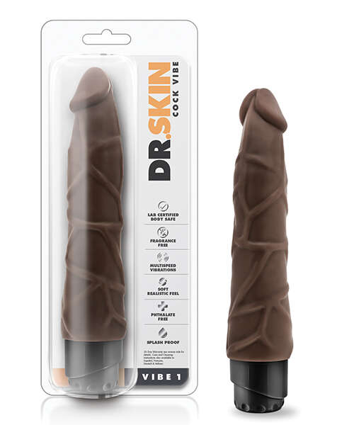 Blush Dr. Skin Cock Vibe 9" Vibrating Cock - Chocolate
