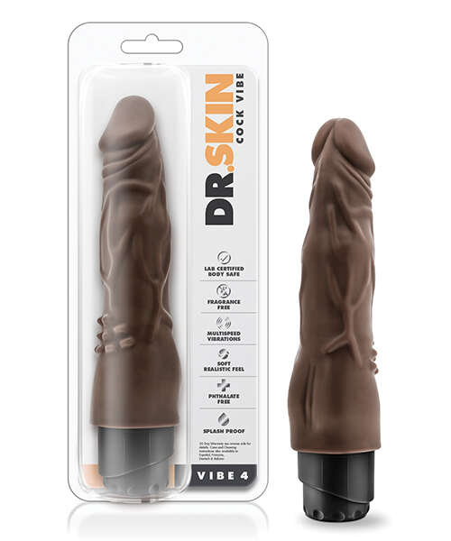 Blush Dr. Skin Cock Vibe 8" Vibrating Cock - Chocolate