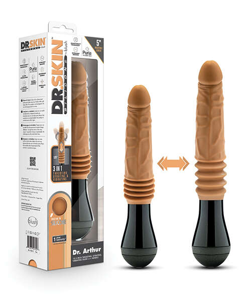 Blush Dr. Skin Silicone Dr. Arthur Thrusting Gyrating Vibrating Dildo - Tan