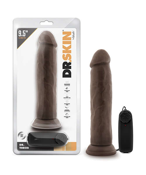 Blush Dr. Skin Dr. Throb 9.5" Cock w/Suction Cup - Chocolate