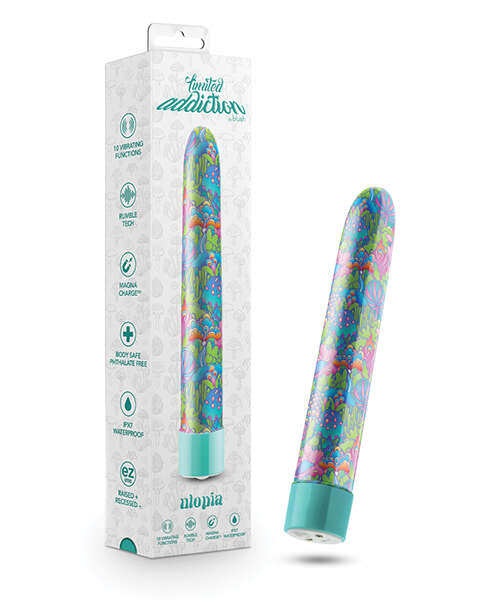 Blush Limited Addiction Utopia 7" Rechargeable Vibe - Aqua