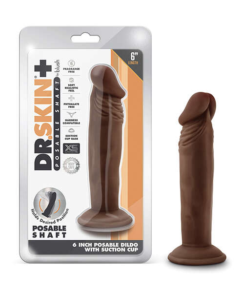 Blush Dr. Skin Plus 6" Posable Dildo - Chocolate
