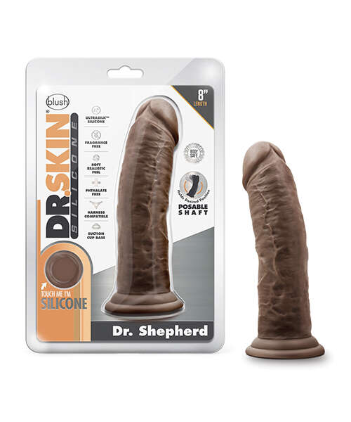 Blush Dr. Skin Silicone Dr. Shepherd 8" Dildo w/Suction Cup - Chocolate