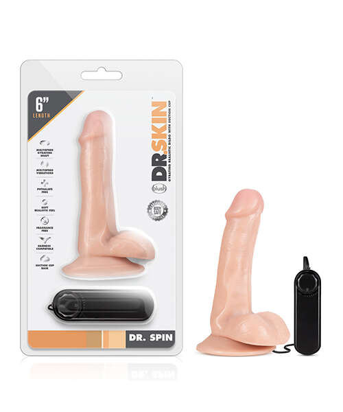 Blush Dr. Skin Dr. Spin 6" Gyrating Realistic Dildo - Vanilla