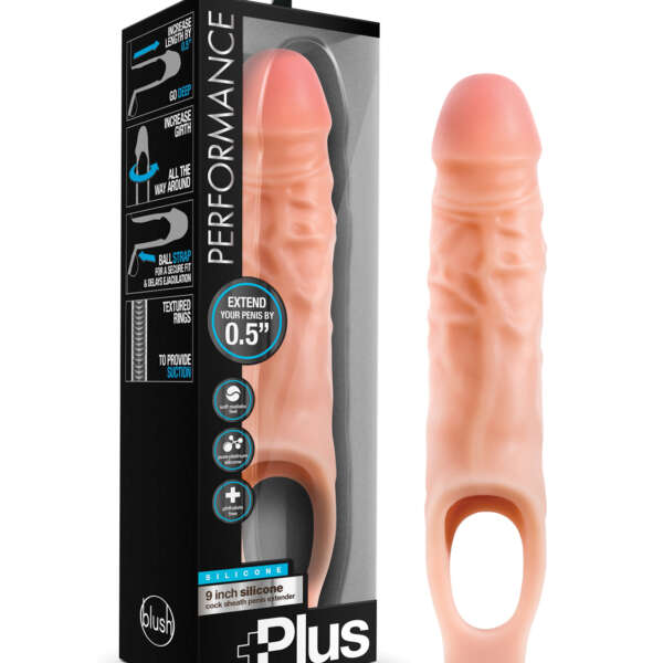 Blush Performance Plus 9" Silicone Cock Sheath Penis Extender - Flesh