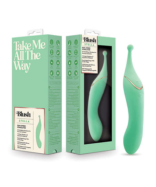 Blush Stella 7 Inch Dual-Ended Clitoral G-Spot Vibrating Wand With Precision Stimulation - Green